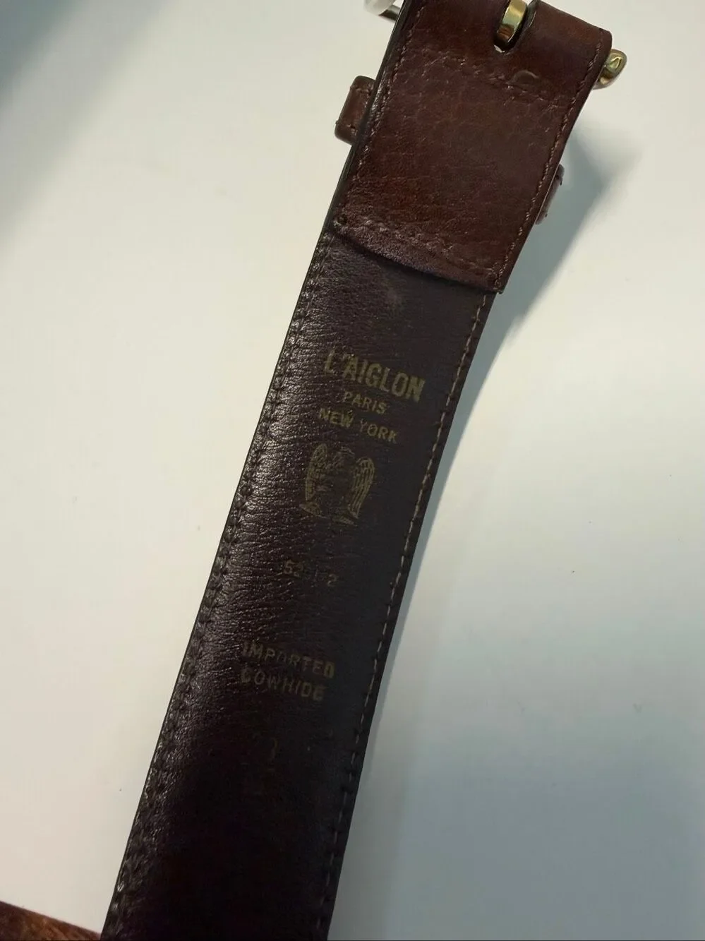 L’aiglon Brown Leather Belt Mens Size 40